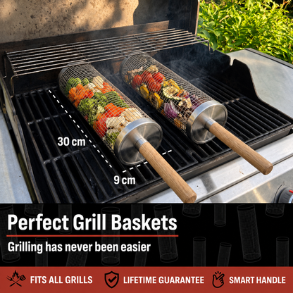 Rolling grill basket