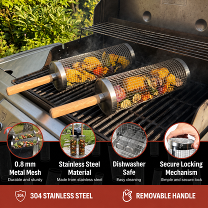 Rolling grill basket