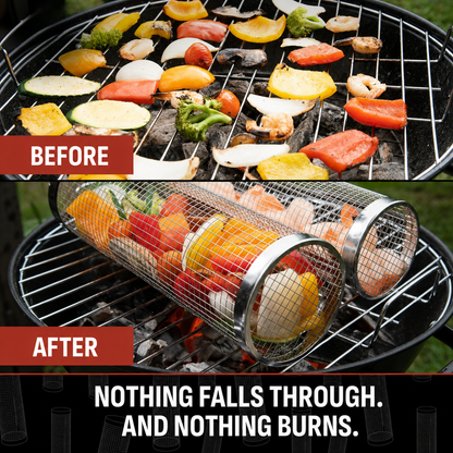 Rolling grill basket
