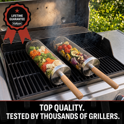 Rolling grill basket